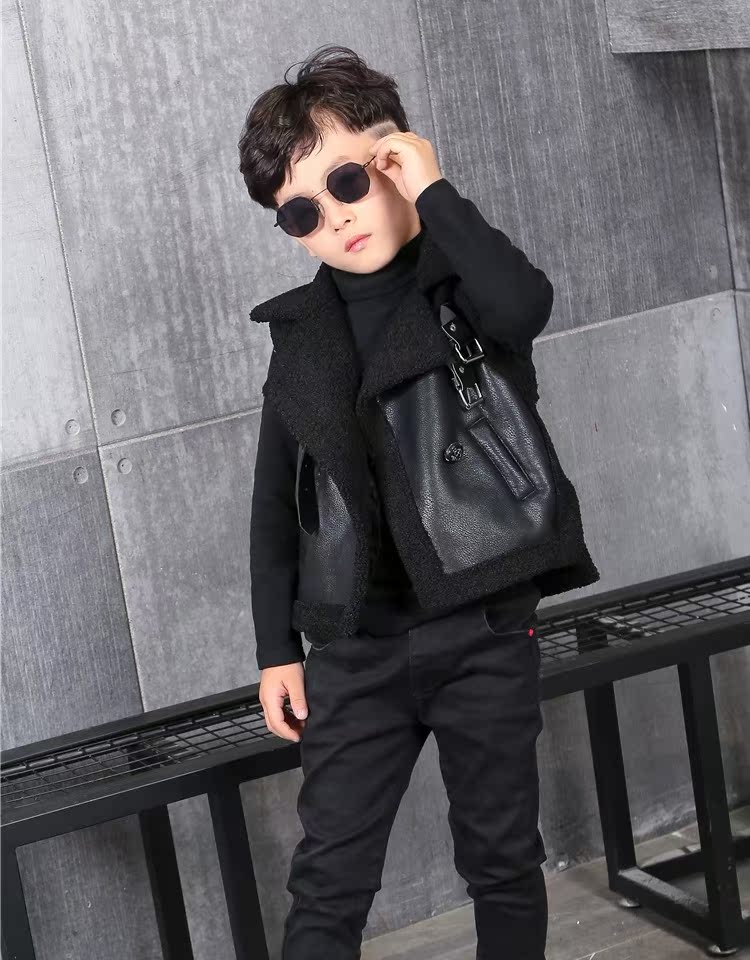 Áo khoác vest da bé trai 2018 mới thu đông phiên bản Hàn Quốc của bé trai lớn bé ấm áp vest bé mặc ngoài thủy triều áo khoác bé trai