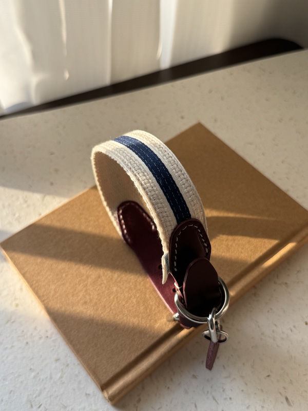 In Addition, Lingwai｜Italian Vegetable-Tanned Leather Handmade Pet Collar, Woven Soft Minimalist Dog Leash