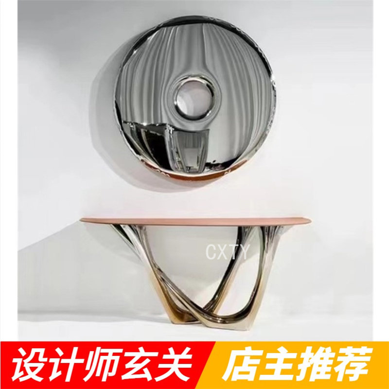 Designer Art Xuanguan Glass fiber asymptotic color edge Several panels Room Hallway Aisle Profiled against Wall Decorative Tables