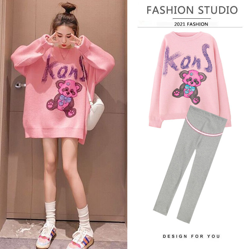 Pregnant Woman Sweater Autumn Winter Clothing in Long Loose New Korean Version of Pregnancy Woman Clothing Autumn Clothing Suit Knitted Blouse Spring And Autumn