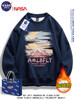 Nasa Collaboration Heavyweight Japanese-Style Long-Sleeve Sweatshirt for Men and Women, Fleece-Lined and Thickened, Autumn and Winter American-Style Trendy Brand Jacket Top
