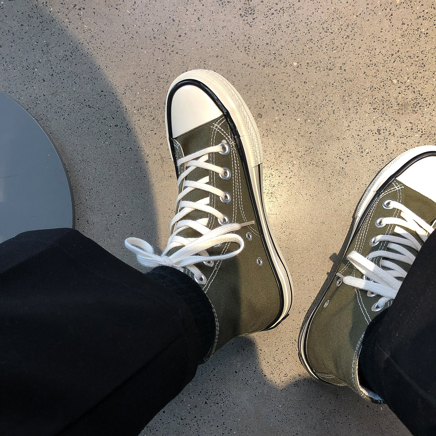 Forest First With Chic Sail Cloth Shoes Olive Green 1970s High Cylinder Classic Retro Korea Ulzzang Street Shooting Women's Shoes