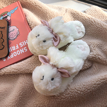 Lin Xianshen cute little rabbit fur slippers indoor home Baotou Rabbit Rabbit cotton slippers female winter Net red ins