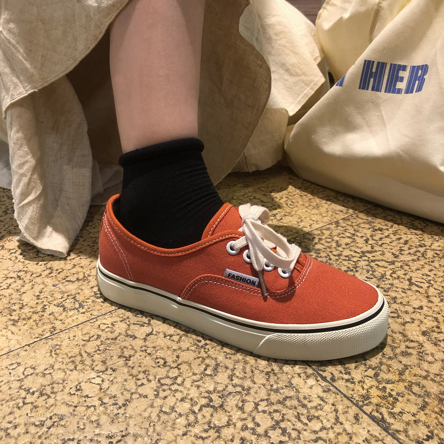 Lin Xiang three small dirty orange shoes female summer student Harbour super fire canvas shoes ulzzang retro - tri tide