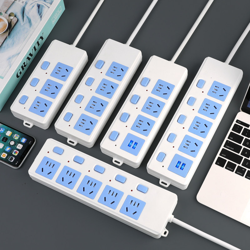Blue White Patch Board Smart Power Socket Plug-in Platoon with USB Independent Switch Multifunction Home Long Line Wiring Edition-Taobao