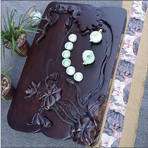 Kung Fu tea set High Tea Sea Black sandalwood tea tray log carving flowers and birds large solid wood tea table Factory special price