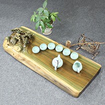 Solid Wood tea tray green sandalwood tea tray whole piece hollow three-dimensional carving kung fu tea tray tea table Tea Sea