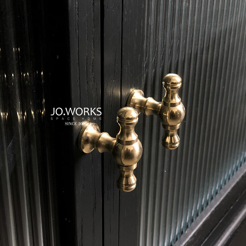 JO WORKS CABINET DOOR SMALL HANDLE PURE COPPER RETRO NEW CHINESE DOOR HANDLE METAL INTEGRAL CABINET DRAWER HARDWARE HANDLE