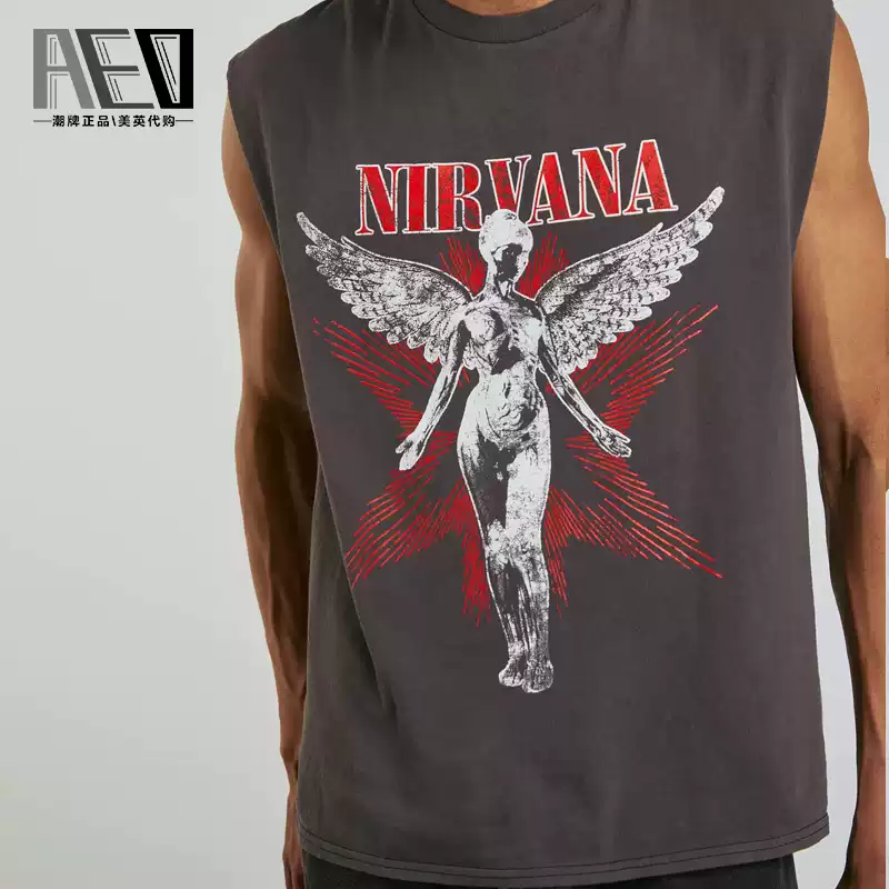 Nirvana nirvana angel rock band t-shirt men's topscasual sleeveless tank toploose round neck trendypure cotton