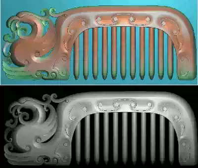 Carved figure Jade carved figure with line phoenix phoenix comb