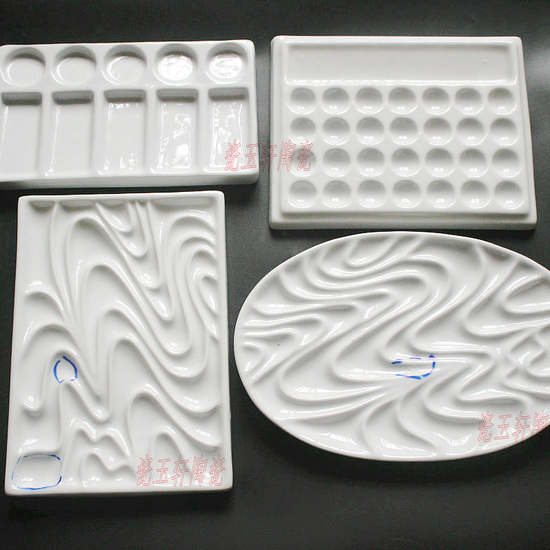 Ceramic (not imitation porcelain) ripple gouache palette drawing board pigment palette (defective product)