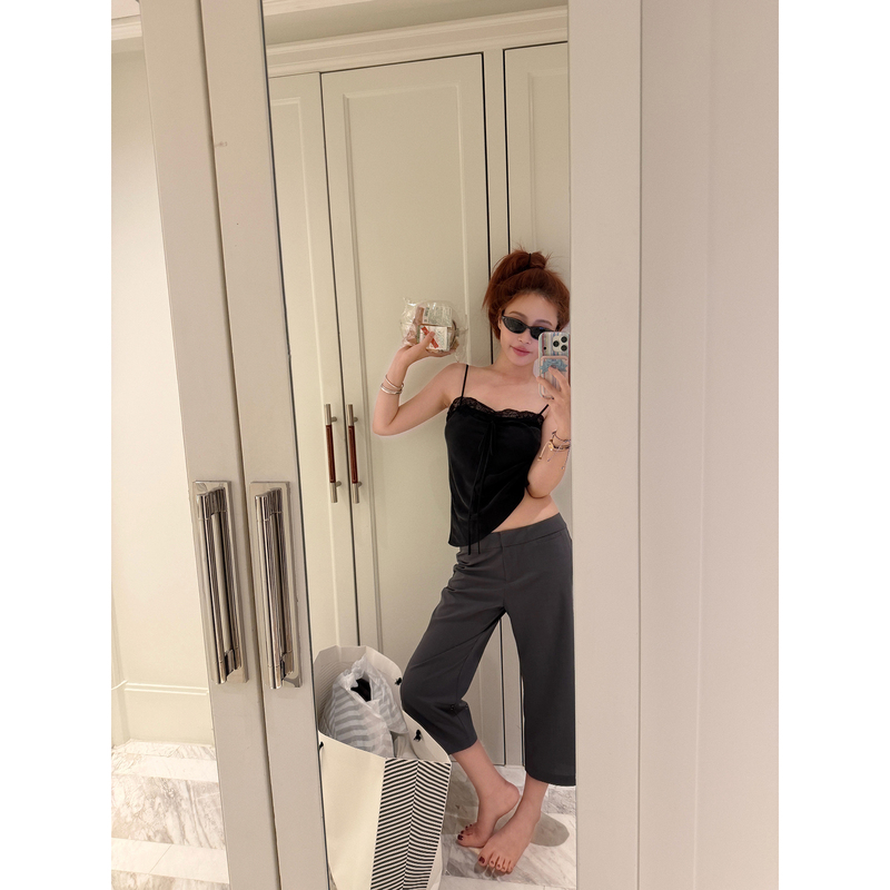 Minismall Gray Capri Fashionable Low-Waist Cropped Cigarette Pants Straight-Leg Everyday Versatile Wool Dress Pants Minismall Gray Capri Fashionable Low-Waist Cropped Cigarette Pants Straight-Leg Everyday Versatile Wool Dress Pants