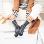 Rex thỏ màu rắn vớ vớ cotton nữ vớ retro sọc giản dị vớ nữ đầy đủ 48 vớ giãn tĩnh mạch