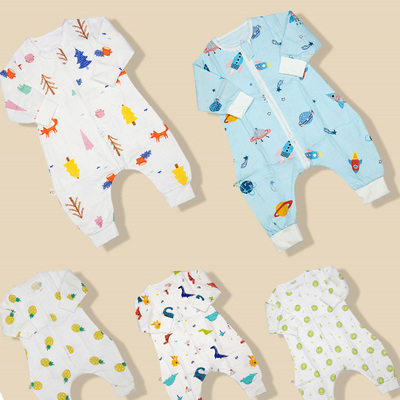 棉柔世家宝宝睡袋婴儿秋冬薄款空调睡袋四季防踢被分腿儿童睡袋