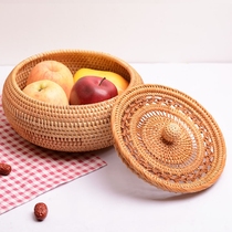 Vietnamese vines Woven Containing Basket Furniture box Living room Desktop Fine edge round Sugar fruit tray Water Fruit Basket Go Box