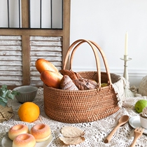Vietnamese Rattan Weave Bag Shopping Basket Shopping Basket Carry-on Basket Wild Dining Basket Pet Water Fruit Basket Containing Basket