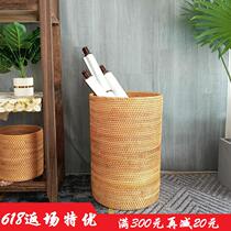 Vietnamese Rattan handmade bamboo basket Basket Wastebasket Chinese Book House Containing scrolls Scroll Painting Scrolls Barrel of calligraphy and painting Calligraphy and painting paper baskets