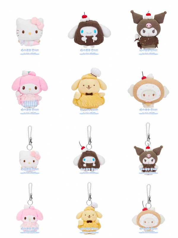 In Stock Sanrio Dessert Baking Hello Kitty My Melody Kuromi Pochacco Plush Keychain Gift