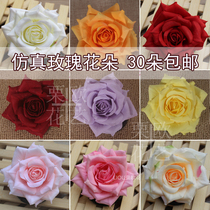 Imitation flower rose head single head small flower orange send pole wedding rose head DIY decorative fake flowers