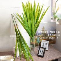 Simulated 6 leaves of Phalaenopsis orchid flower arrangement with leaves Of tall branches of orchid leaves green floor green leaf matching material DIY grass