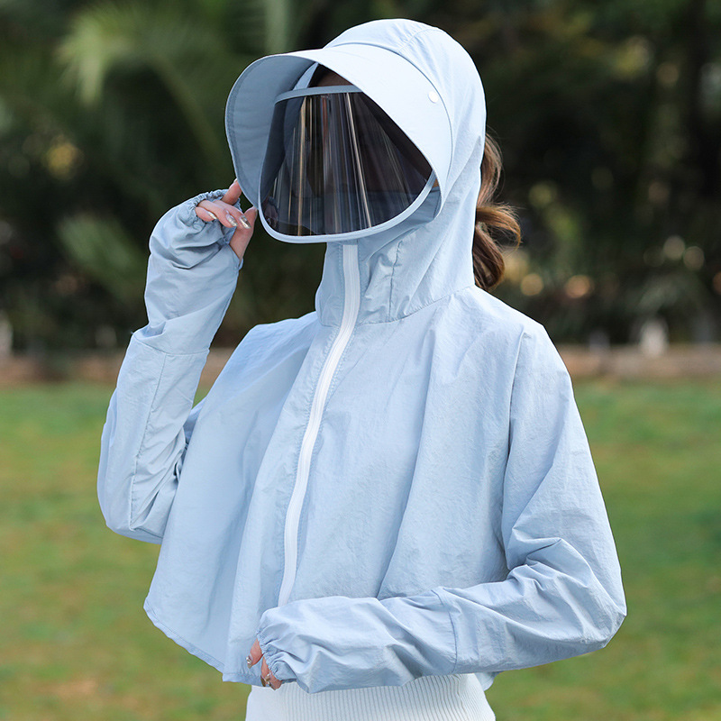 Anti-droplet sunscreen mask female summer anti-UV riding electric car neck guard full face one anti-virus head cap