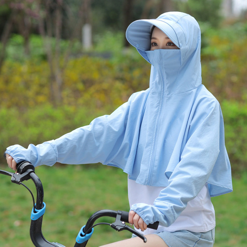 Cycling sunscreen mask women's full face one headgear cap electric car face cover neck cover sun hat riding equipment