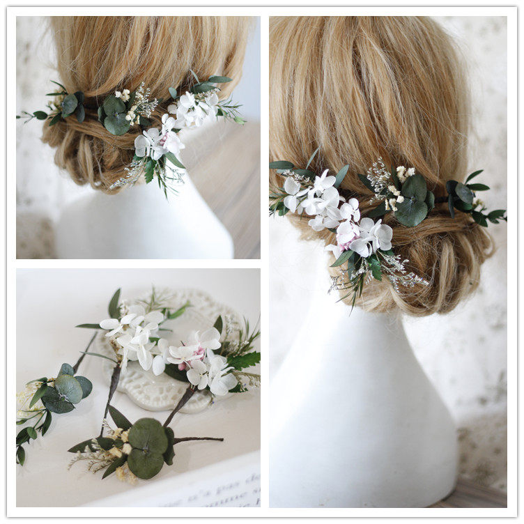 Cute Bride Ultra Fairy sensuna Anna embroidered ball Yongsheng Dry floral headwear Romantic Floral Ensemble Teenage photo