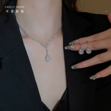 Серьги в форме капли, ожерелье, комплект, модная элегантная цепочка до ключиц, изысканный стиль, легкий роскошный стиль