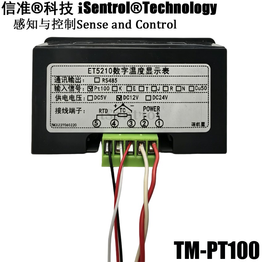 TM-PT100(ET5210)温度表头背面及接线 TM-PT100(ET5210)