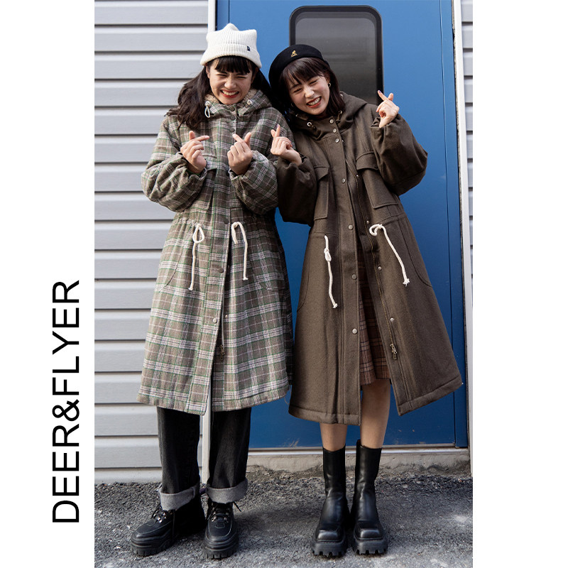 Deer and bird Japanese wool wool jacket coat female long