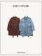 Deer and Birds Barn Picture Book Draped Lyocell cotton-blend belted two-tone structured lapel jacket 6932
