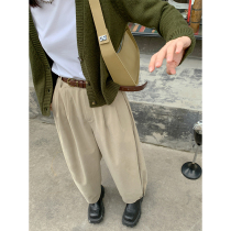 Deer and Asuka Sea Grape Straight Bow Leg Double Pants Leisure Suit Pants Women 2 Color 3766