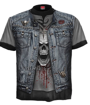 17606 Spiral Mens Rock Locomotive Stereo Skull Short Sleeve T-Shirt UK