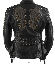 17111 Mantra motorcycle locomotive lady angel wings sheepskin riding leather clothing imported from the United States