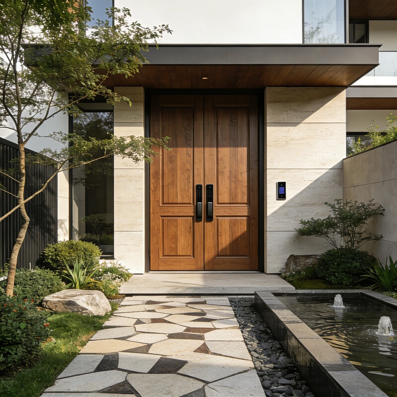 Solid Wood Chinese-Style Villa Double Entry Door Pineapple Lattice Courtyard Gate Rural Self-Built House Wooden Door Homestay Double-Door