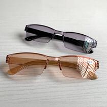 Presbyopia glasses for men and women general ultra-light transparent portable resin elderly glasses HD fashion integrated flower mirror