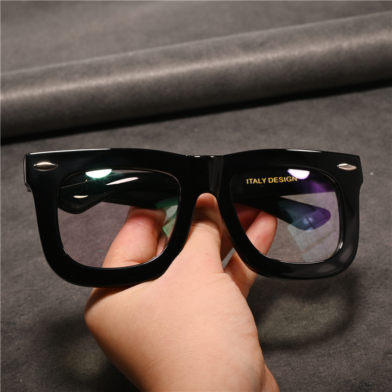 Oversized Men's Eyeglass Frames That Modify the Face Shape, Thick Frame Acetate Myopia Glasses Frames, Can Be Fitted with 150mm Prescription Lenses, Slimming Effect