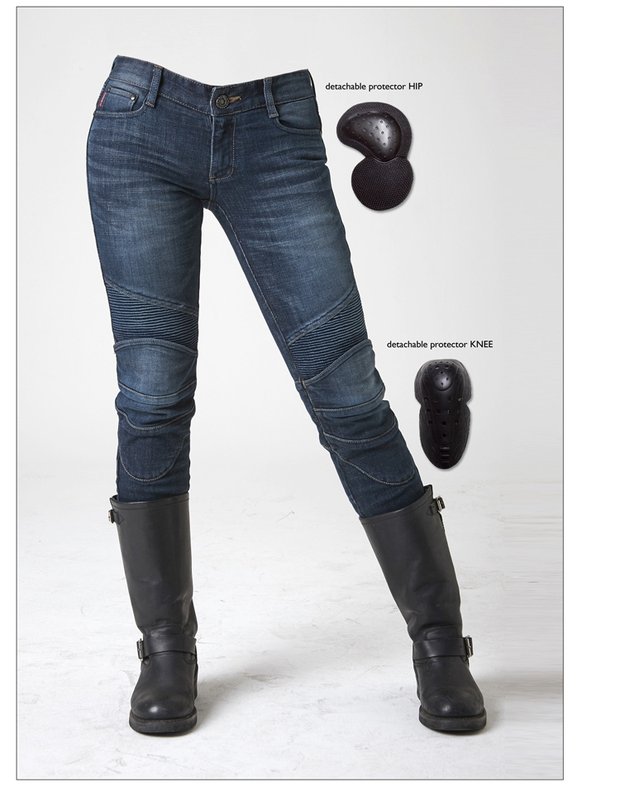 uglyBROS nữ đi xe máy quần jeans đua Harley shatter chống bảo vệ quần mùa xuân và mùa hè Slim đàn hồi cao - Xe máy Rider thiết bị bảo vệ đầu gối