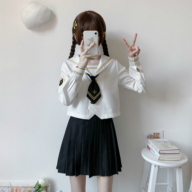 Phòng ban Xiaoxuan của hoàng đế Đông Nhật Bản Trung dress dài tay JK Uniform Thủy thủ Uniform Student Uniform Lớp Cao đẳng Gió Set