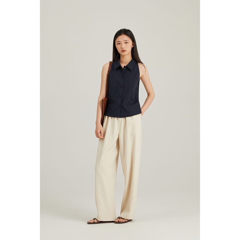 Prefree Floating Style/ Slimming and Flattering Pima Cotton Sleeveless Shirt Vest