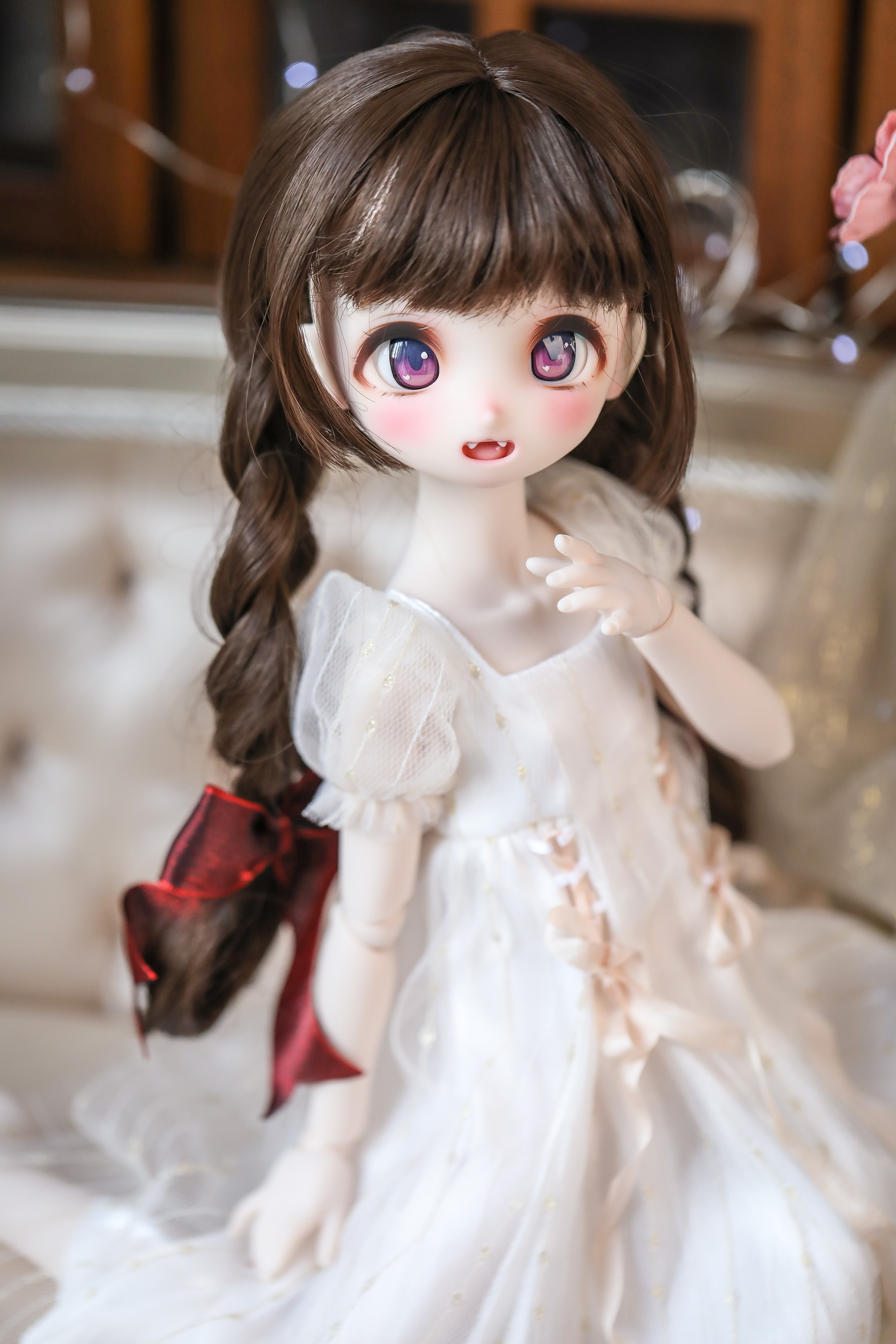 Small hemp flower (spot) BJD346 with wig high temperature silk (long simulation scalp)