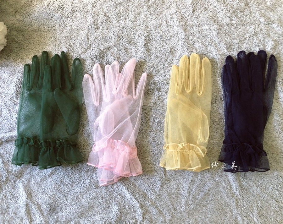 Wedding Gloves Candy Color Lace Gloves Gown Gloves Short Gloves Thin mitt gloves Bride glove Photography