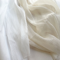 Light Champagne White Corrugated Floating Wrinkled Web Yarn Creamy Dress Dress Clothing Hanfu Background Arrangement Creamy Dress Creamy Dresses