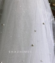 New champagne hot gilding fine powder Silver Pearl bridal veil shiny long short wedding gown gauze