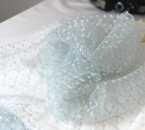 New grey blue green blue light blue lace gold and silver thread transparent mesh yarn fabric table cloth background lace mesh yarn fabric