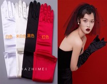 Black White Red Satin Gloves Long Short Wedding Bride Satin Gloves