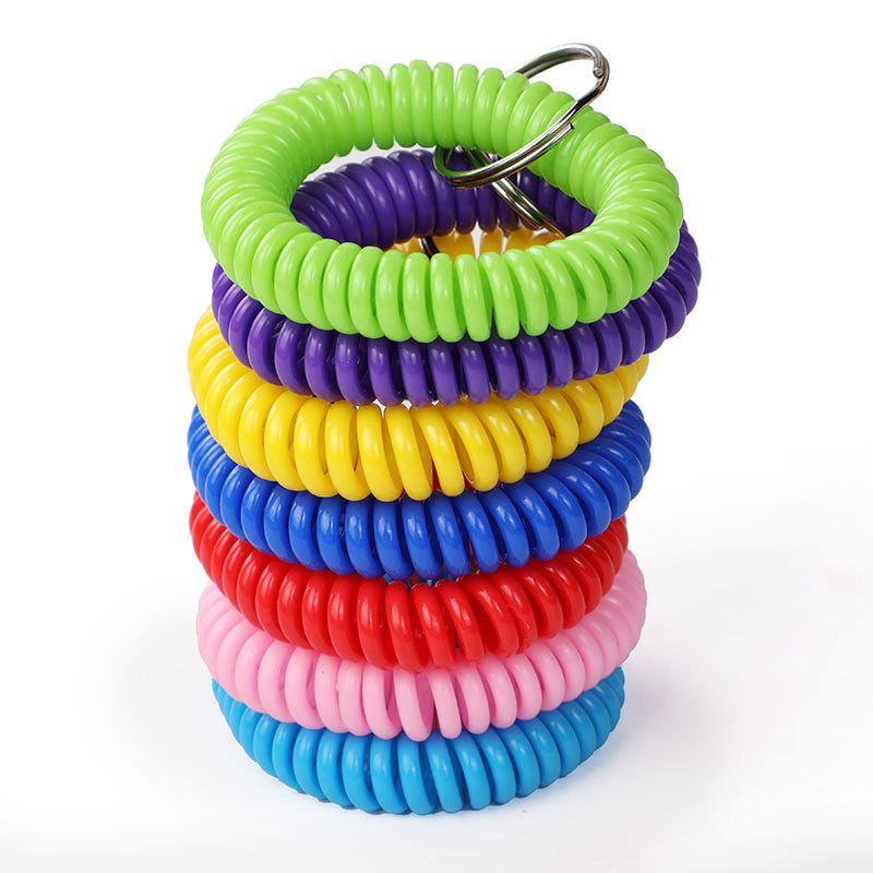 Plastic Spring Coil Rope Bathroom Locker Phone Cord Keychain Tag Bracelet Hair Tie Anti-Lost Keychain