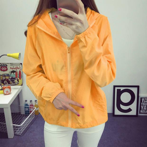Mùa hè mới của phụ nữ Phiên bản Hàn Quốc của quần áo chống nắng học sinh lỏng lẻo kích thước lớn áo mỏng mỏng áo trùm đầu ngắn điều hòa không khí shop áo khoác nữ hàn quốc