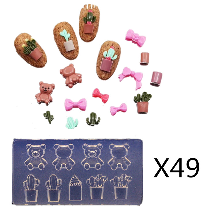 Bear X49new pattern manicure Carving mould Cartoon Mickey head Mickey Mouse Bear nail decorate Soft candy silica gel Abrasives love