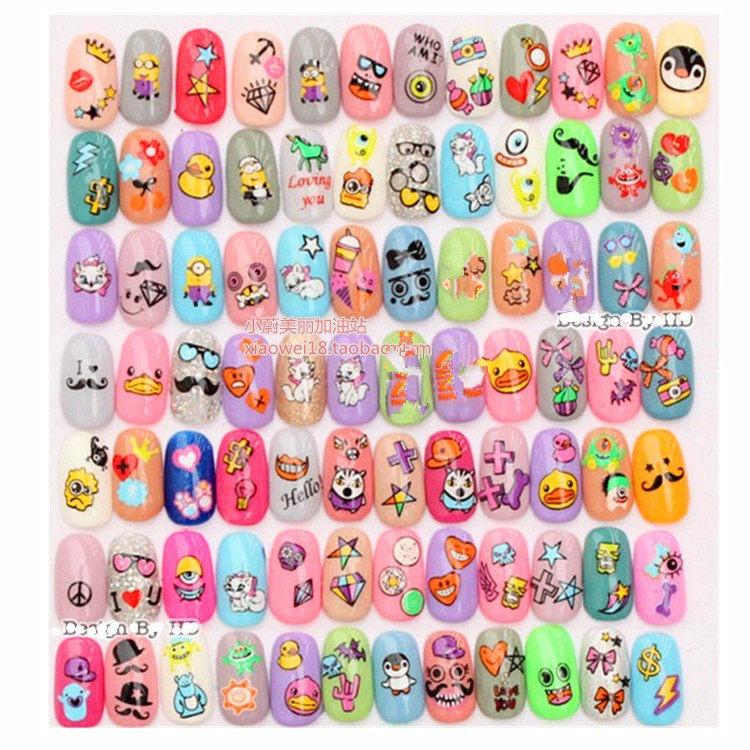 Beauty Chia Raw Cartoon Cute Back Glued Flowers 3D Nail Stickler Accessories Power Monster Small Yellow Duck moustache